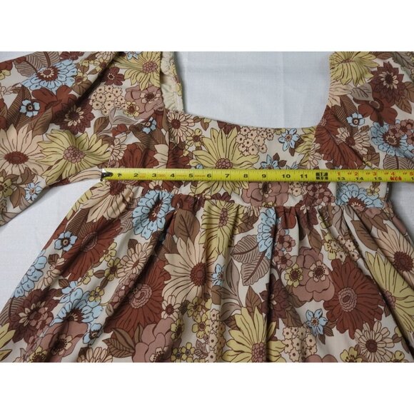 Hudson Gray Boho Floral Puff Sleeve Mini Dress Womenโs Size M - Picture 4 of 11